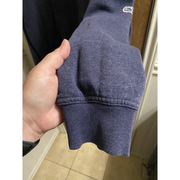 WRANGLER MEN'S LOGO SLEEVE HOODED SWEATSHIRT SCRIPT WRITING SIZE XL NAVY - Picture 5 of 11